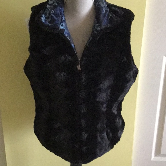 Blue floral reversible vest SZ L - Picture 4 of 5